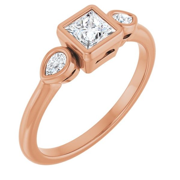 Bezel-Set Three-Stone Engagement Ring