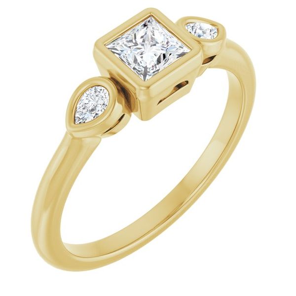 Bezel-Set Three-Stone Engagement Ring