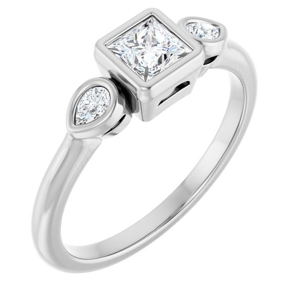 Bezel-Set Three-Stone Engagement Ring