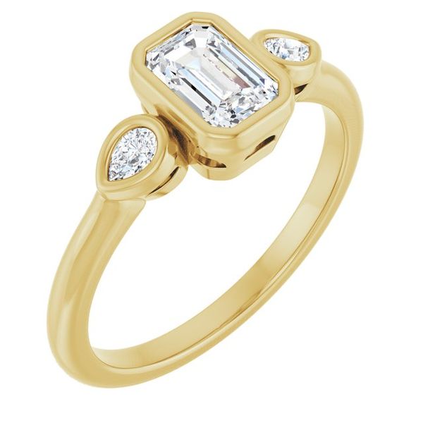 Bezel-Set Three-Stone Engagement Ring