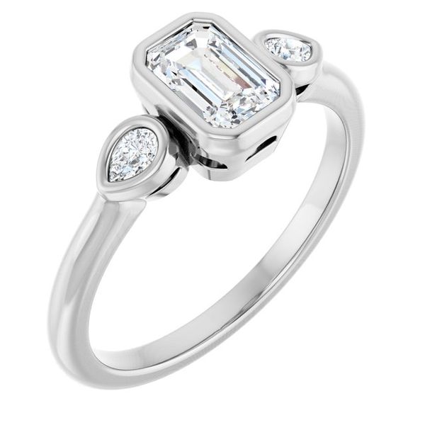 Bezel-Set Three-Stone Engagement Ring