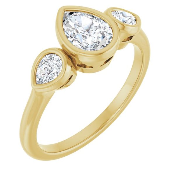 Bezel-Set Three-Stone Engagement Ring