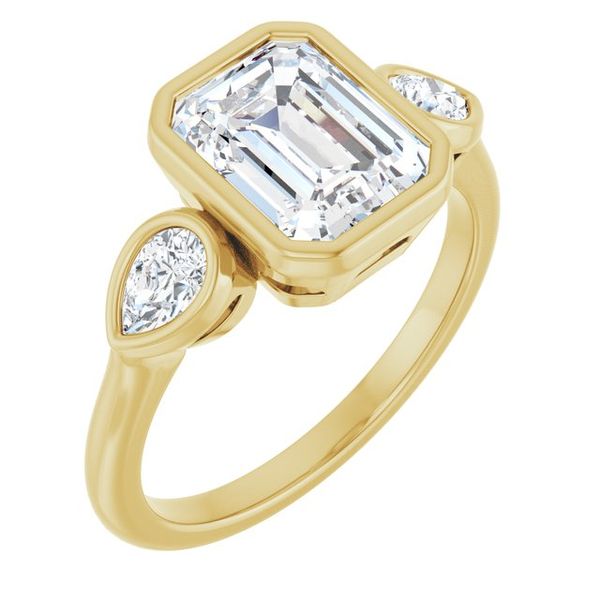 Bezel-Set Three-Stone Engagement Ring
