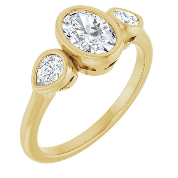 Bezel-Set Three-Stone Engagement Ring