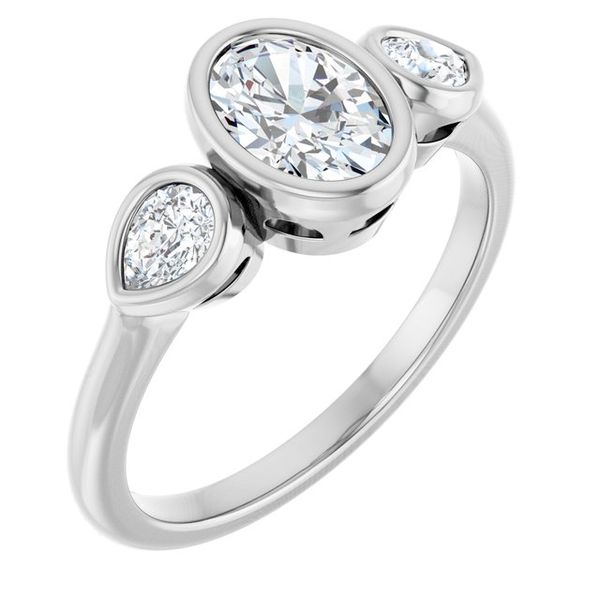 Bezel-Set Three-Stone Engagement Ring