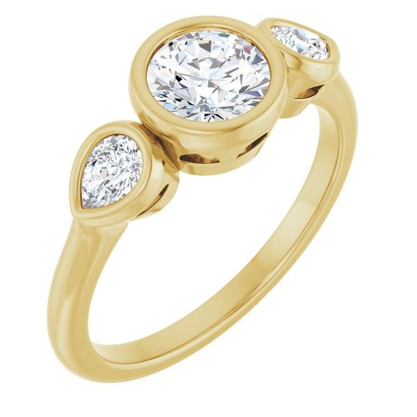Bezel-Set Three-Stone Engagement Ring