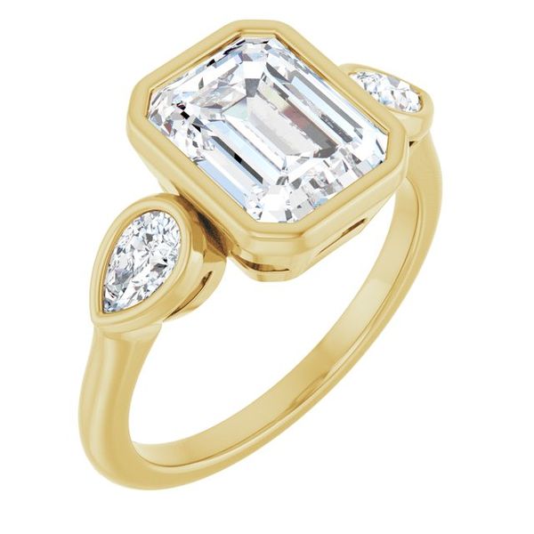 Bezel-Set Three-Stone Engagement Ring