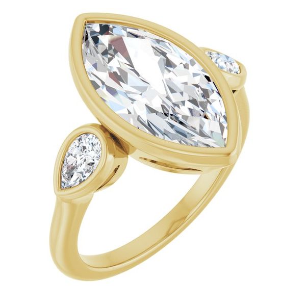 Bezel-Set Three-Stone Engagement Ring