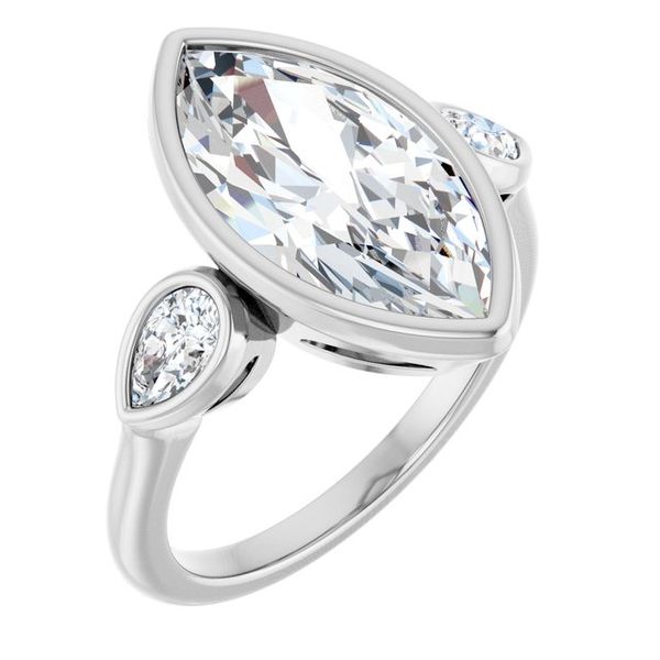 Bezel-Set Three-Stone Engagement Ring