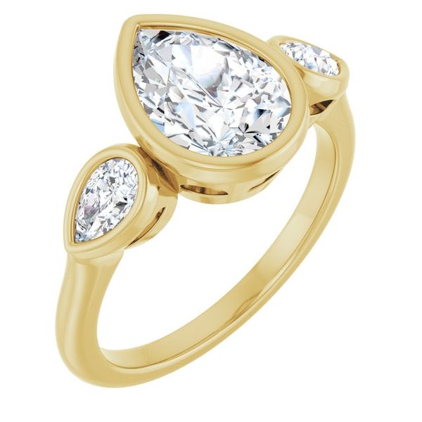 Bezel-Set Three-Stone Engagement Ring