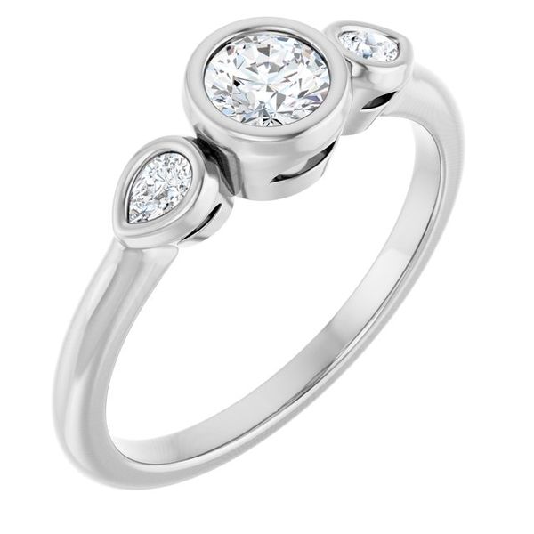 Bezel-Set Three-Stone Engagement Ring