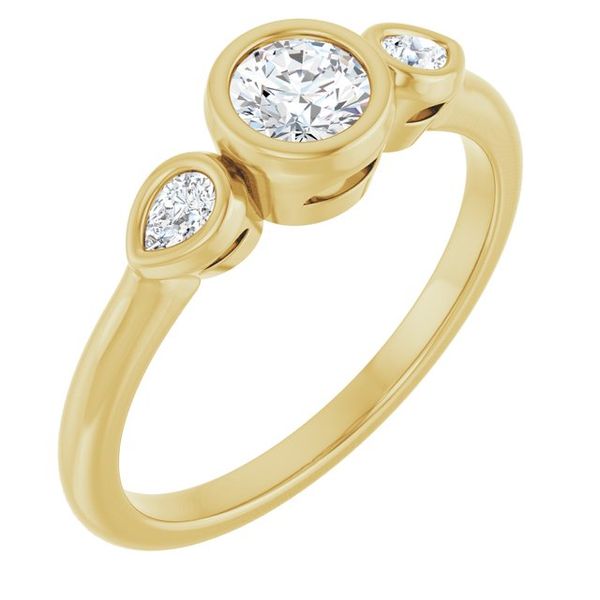 Bezel-Set Three-Stone Engagement Ring