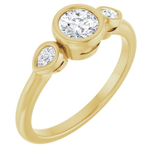Bezel-Set Three-Stone Engagement Ring