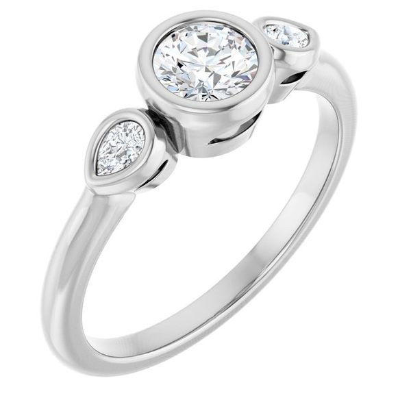 Bezel-Set Three-Stone Engagement Ring