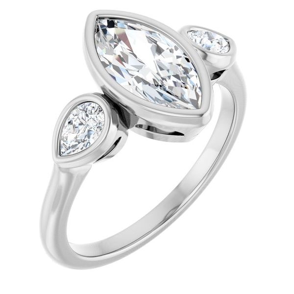 Bezel-Set Three-Stone Engagement Ring