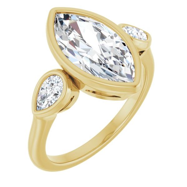 Bezel-Set Three-Stone Engagement Ring