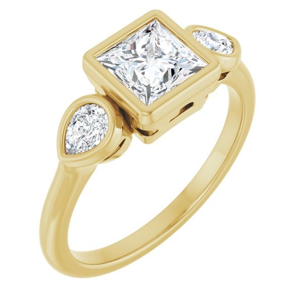 Bezel-Set Three-Stone Engagement Ring