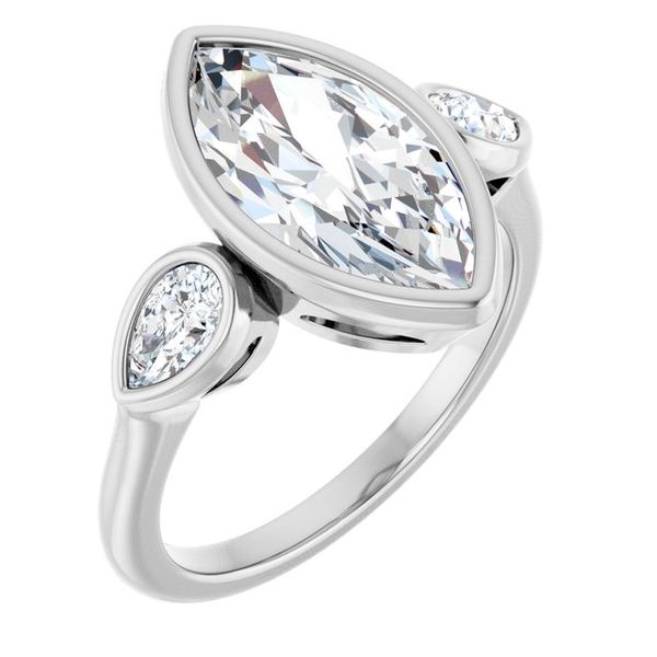 Bezel-Set Three-Stone Engagement Ring