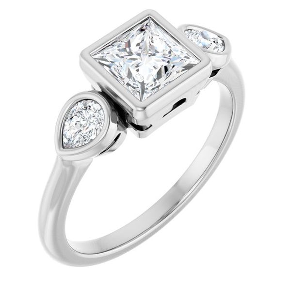 Bezel-Set Three-Stone Engagement Ring