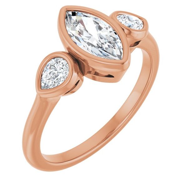 Bezel-Set Three-Stone Engagement Ring