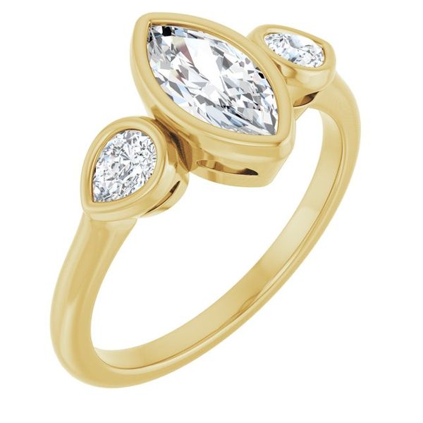 Bezel-Set Three-Stone Engagement Ring