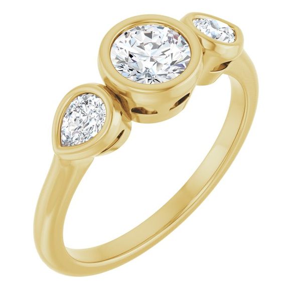 Bezel-Set Three-Stone Engagement Ring