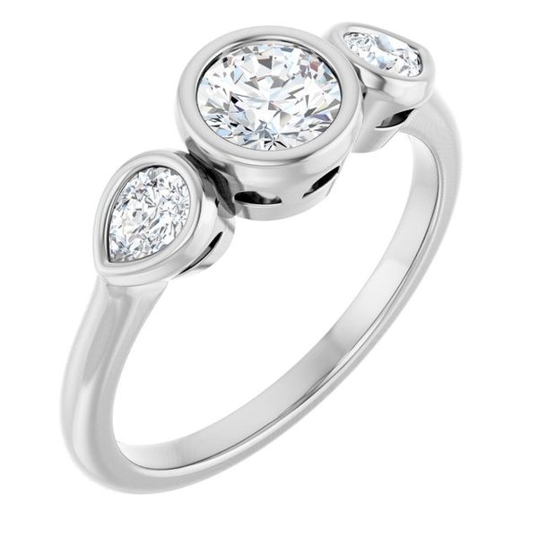 Bezel-Set Three-Stone Engagement Ring