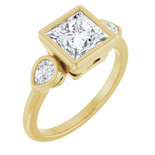 Bezel-Set Three-Stone Engagement Ring