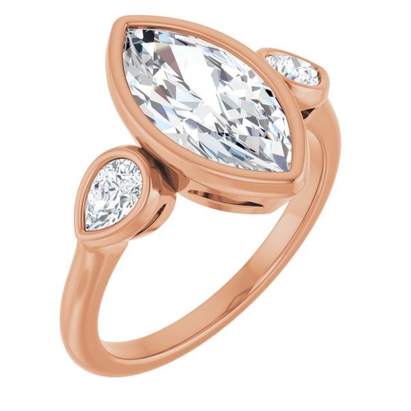 Bezel-Set Three-Stone Engagement Ring
