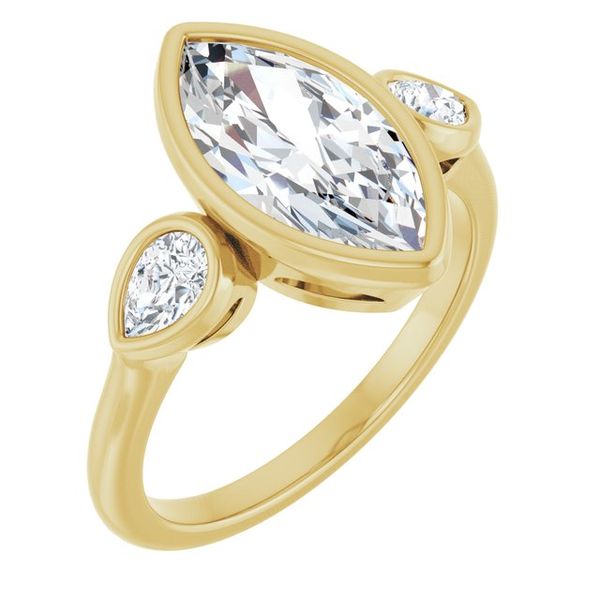 Bezel-Set Three-Stone Engagement Ring