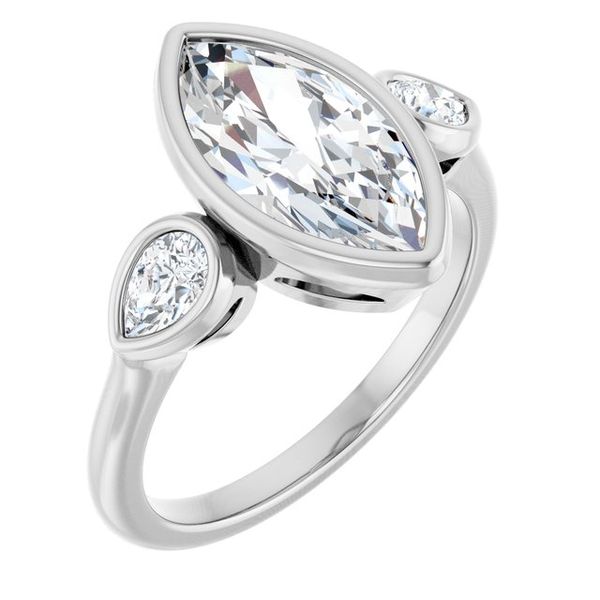 Bezel-Set Three-Stone Engagement Ring
