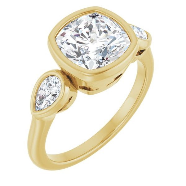 Bezel-Set Three-Stone Engagement Ring