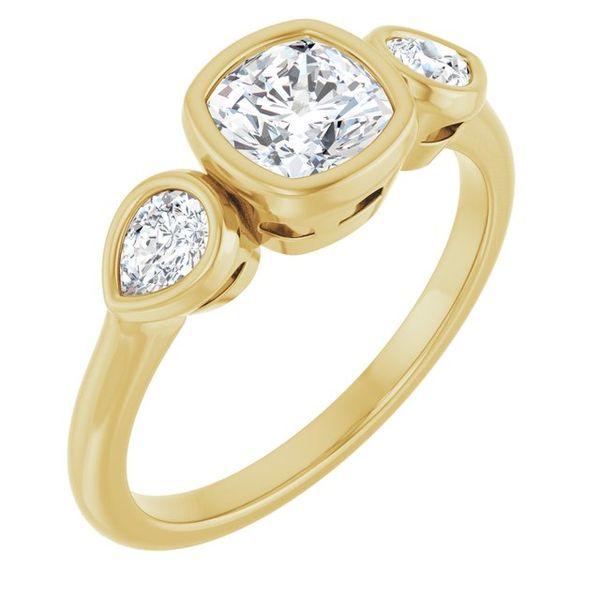 Bezel-Set Three-Stone Engagement Ring