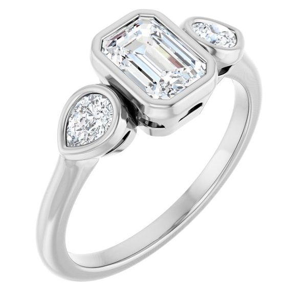 Bezel-Set Three-Stone Engagement Ring