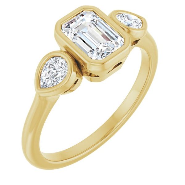 Bezel-Set Three-Stone Engagement Ring