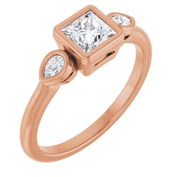 Bezel-Set Three-Stone Engagement Ring