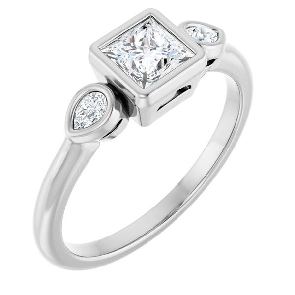 Bezel-Set Three-Stone Engagement Ring