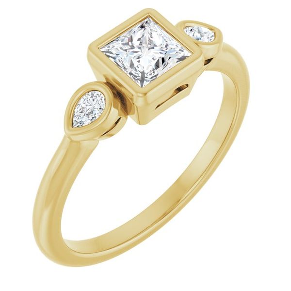 Bezel-Set Three-Stone Engagement Ring