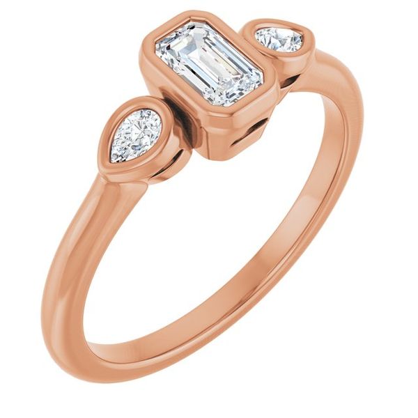 Bezel-Set Three-Stone Engagement Ring