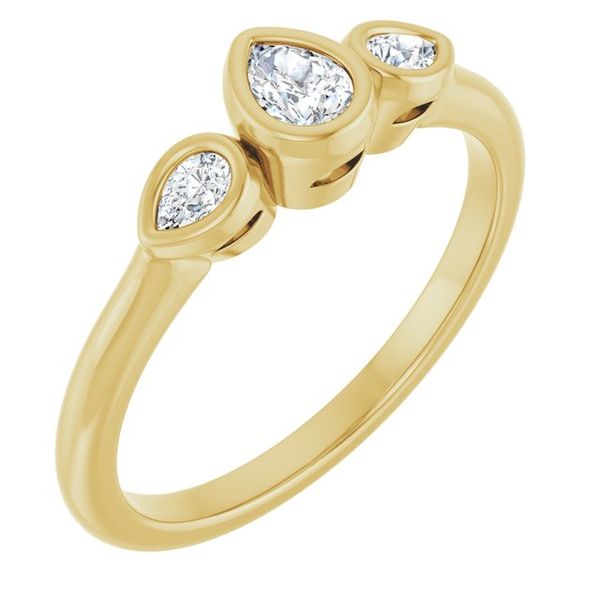 Bezel-Set Three-Stone Engagement Ring