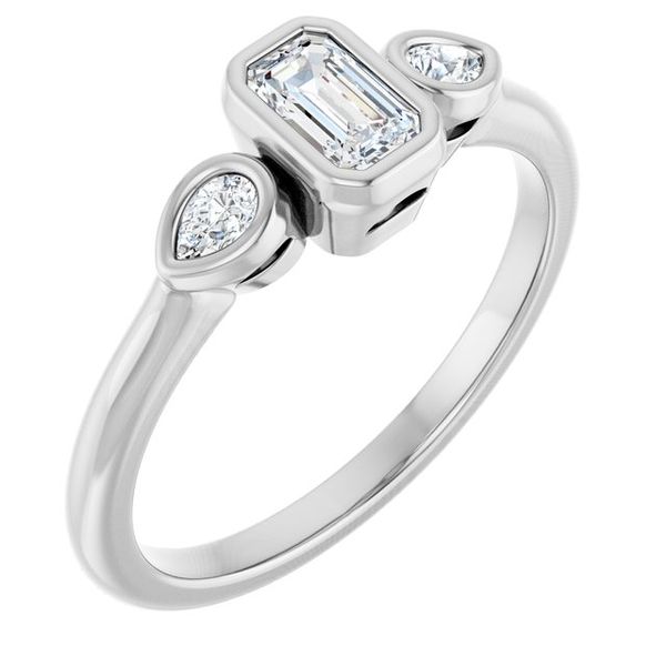 Bezel-Set Three-Stone Engagement Ring
