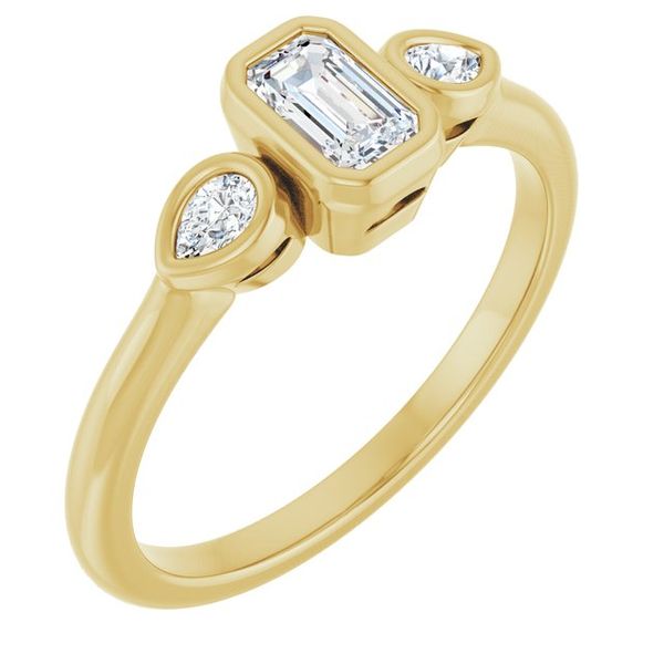 Bezel-Set Three-Stone Engagement Ring