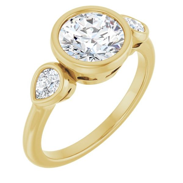 Bezel-Set Three-Stone Engagement Ring
