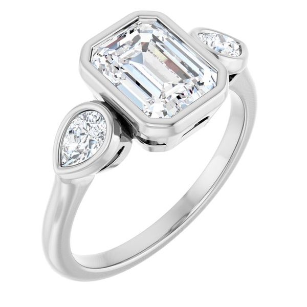 Bezel-Set Three-Stone Engagement Ring
