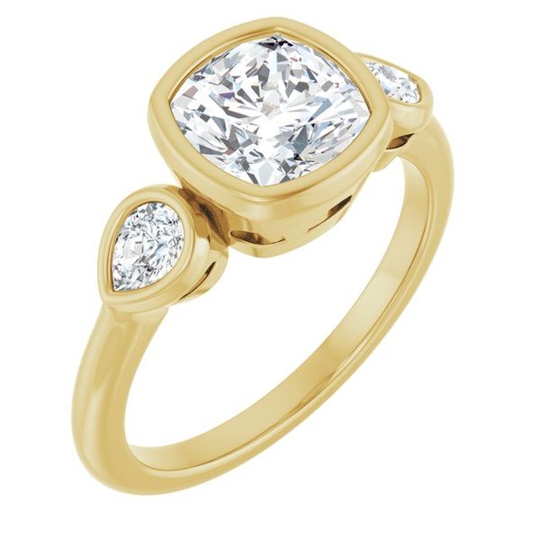 Bezel-Set Three-Stone Engagement Ring