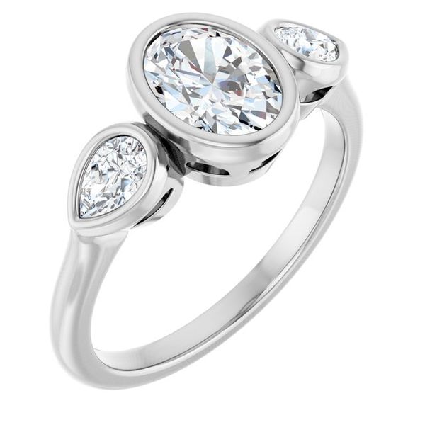 Bezel-Set Three-Stone Engagement Ring