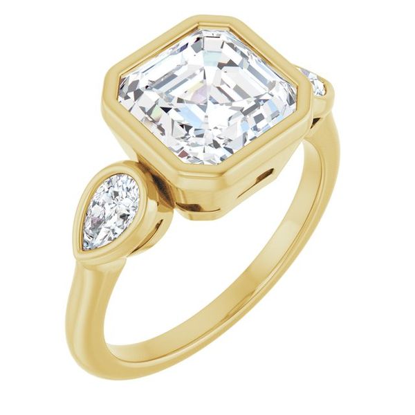 Bezel-Set Three-Stone Engagement Ring