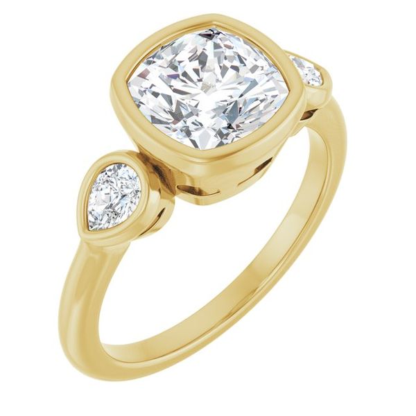 Bezel-Set Three-Stone Engagement Ring
