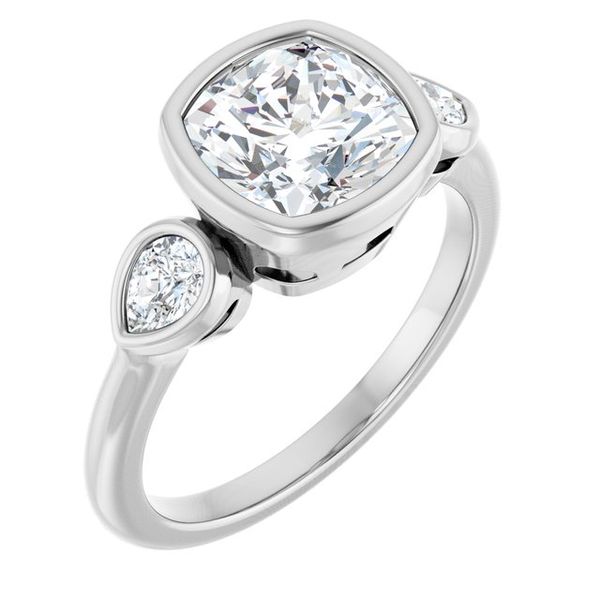 Bezel-Set Three-Stone Engagement Ring