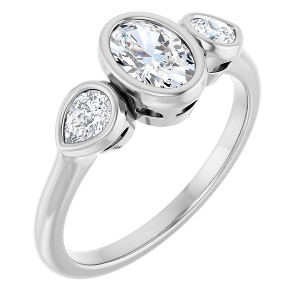 Bezel-Set Three-Stone Engagement Ring